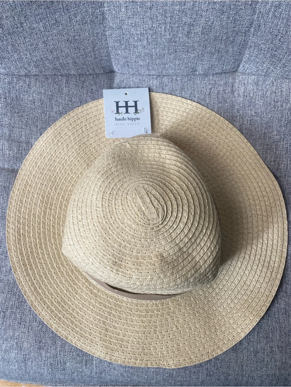 Haute Hippie Kid’s Natural Straw Sun Hat Simple Band Boho Beach Vacation OS